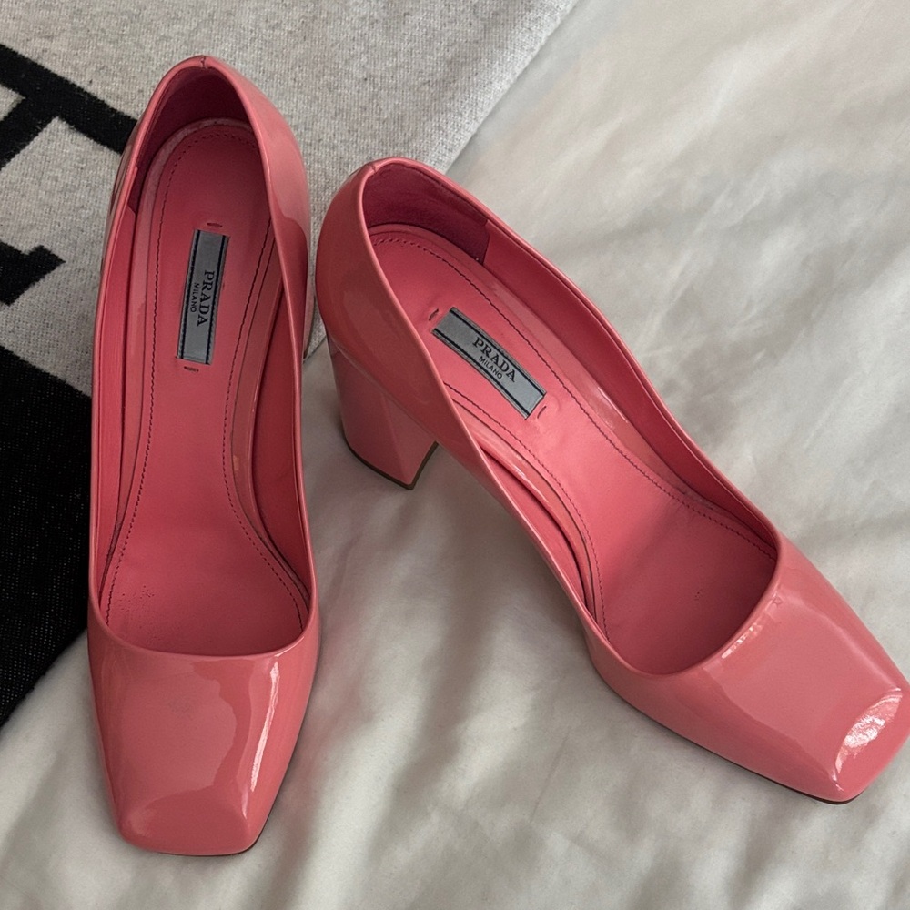 Prada Glossy Pink Block Heels
